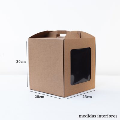 Caixa para Bolo com janela 28x28x30cm Kraft