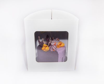 Caixa para Bolo 25x25x25cm Branca com janela coração - Image 4