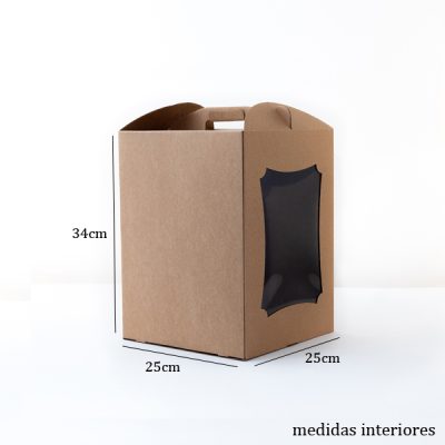 Caixa para Bolo com janela 25x25x34cm Kraft
