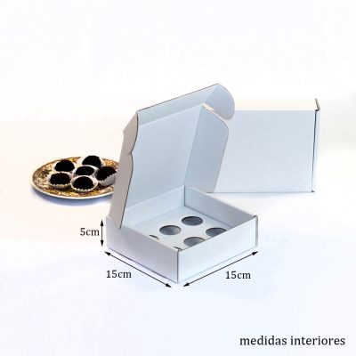 Caixa para 6 Brigadeiros Branca (com divisória)