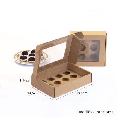 Caixa para 12 Brigadeiros Kraft (com janela e divisória)