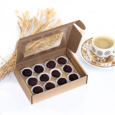 Caixa para 12 Brigadeiros Kraft (com janela e divisória) - Image 2