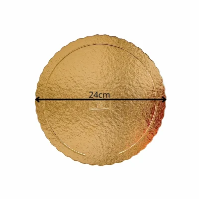 Base Ø 24 CM para bolos - 3mm espessura - dourado/branco