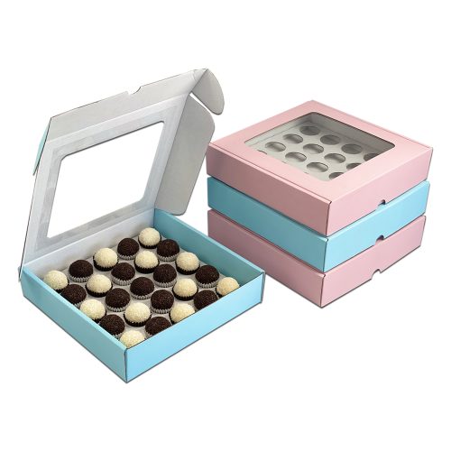 Caixa para 25 Brigadeiros (AZUL CLARO) c/janela - Image 3
