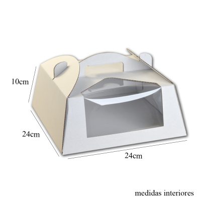 24x24x10cm - Caixa para tarte (BRANCA) C/JANELA