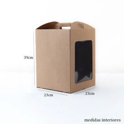 Pack 10un. – 23x23x39cm - Caixa para bolo (KRAFT) C/JANELA