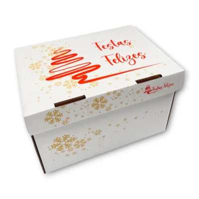 Caixa Presente Branca Festas Felizes 37.5x27.5x24.5cm - Image 4