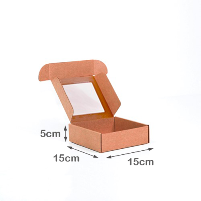 Caixa para Envio Postal 15x15x5cm Kraft com janela - Image 2