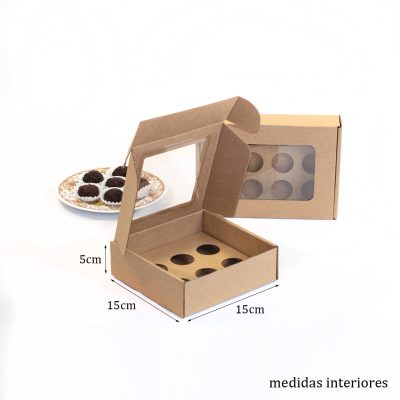 Caixa para 6 Brigadeiros Kraft (com janela e divisória)