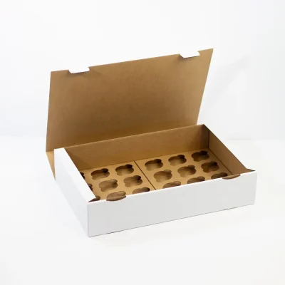 Caixa para 24 Cupcakes 53x33x11cm Branco/Kraft