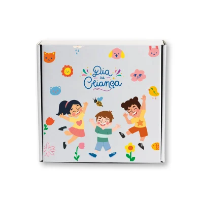 Caixa Decorada Dia da Criança 20x20x7cm Branco