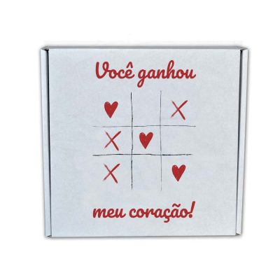 Caixa Decorada Dia dos Namorados 20x20x7cm Branco - Tipo 2