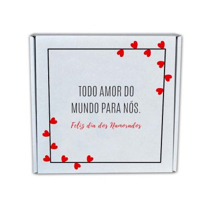 Caixa Decorada Dia dos Namorados 20x20x7cm Branco - Tipo 5