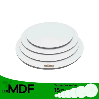 Base MDF | Redondo | Prato Branco 1 Lado 3mm 5mm