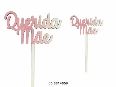 Topper MDF "Querida Mãe" 10x14cm