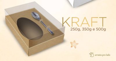 Caixa P´/ Ovo de Pascoa Kraft 500g C/Colher 22,5x15x9cm