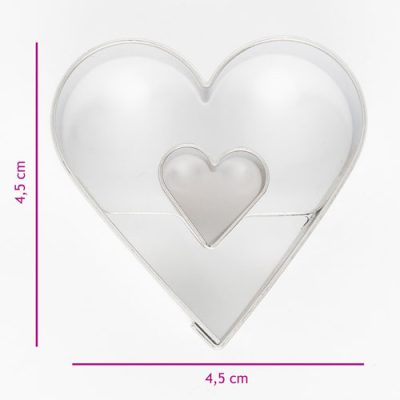 Cortante coração c/ coração recheio 4.5cm