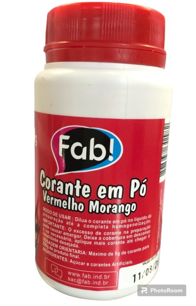 Corante Pó Vermelho Morango 80g - FAB
