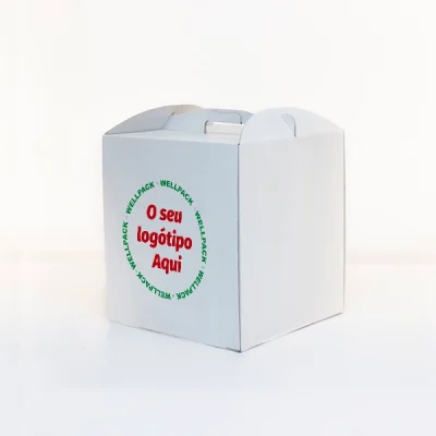 Caixa para Bolo Branca com o seu logotipo sem janela