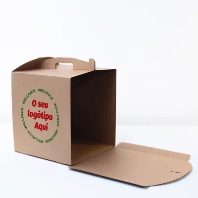 Caixa para Bolo Kraft com o seu logotipo sem janela - Image 2