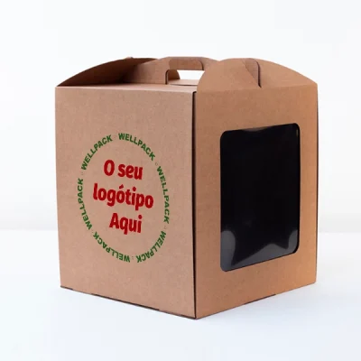 Caixa para Bolo Kraft com o seu logotipo com janela