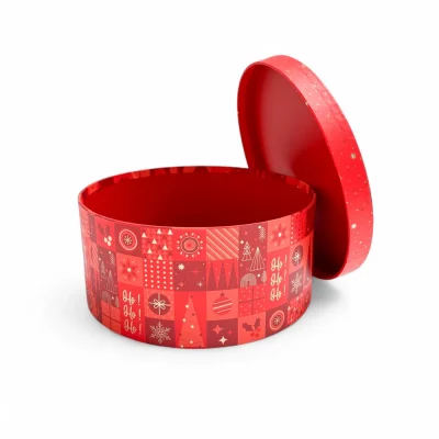 Caixa redonda MOSAICO FESTIVO vermelho 20×20×9cm