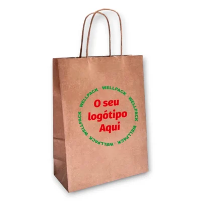 Sacos de papel Kraft Pack 25un com o seu logotipo