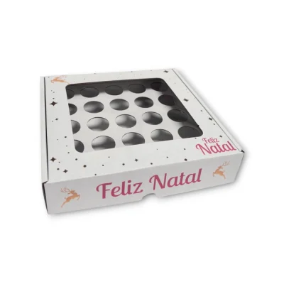 Caixa para Brigadeiros Branca Com Janela e Divisória (6un/12un/25un/50un) Natal - Image 2