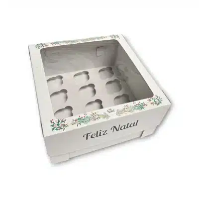 Caixa para 12 Cupcakes Tipo PME com janela 31x31x15cm Natal