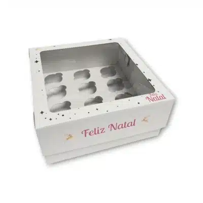 Caixa para 12 Cupcakes Tipo PME com janela 31x31x15cm Natal - Image 3