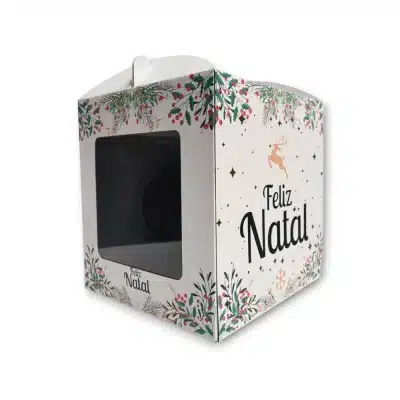 Caixa para Bolo Branca com janela Natal